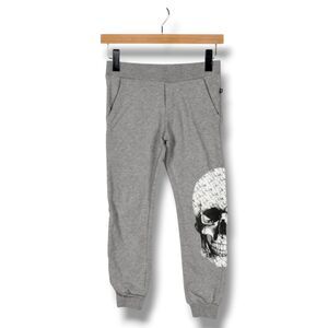 Philipp Plein Junior Sweat Pants Skull Applique 100% Cotton Boys Sz 8-9